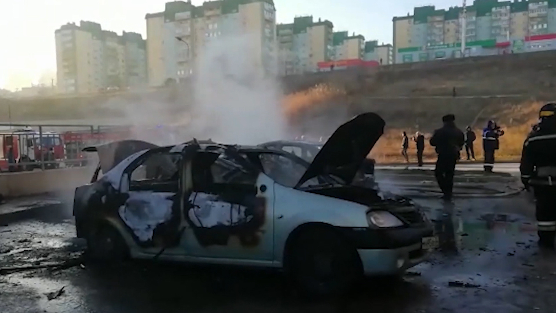 Момент взрыва машины в Волгограде