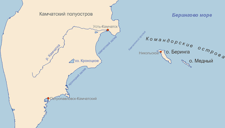 Вблизи Командорских островов произошло землетрясение магнитудой 6,4