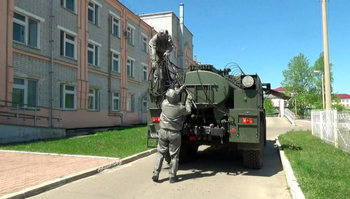 Военные проводят дезинфекцию в городе Шимановск Амурской области