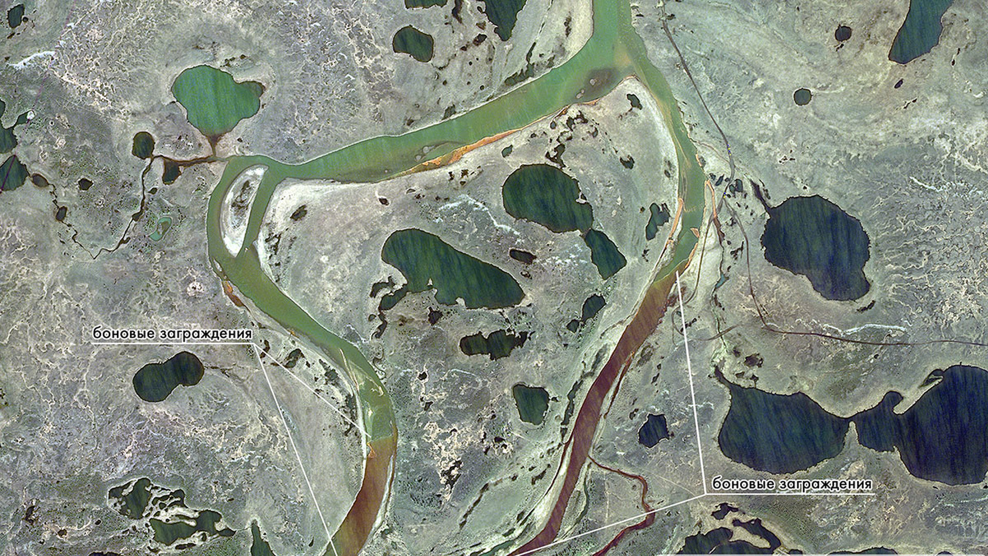Разлив нефти в Норильске снимки из космоса