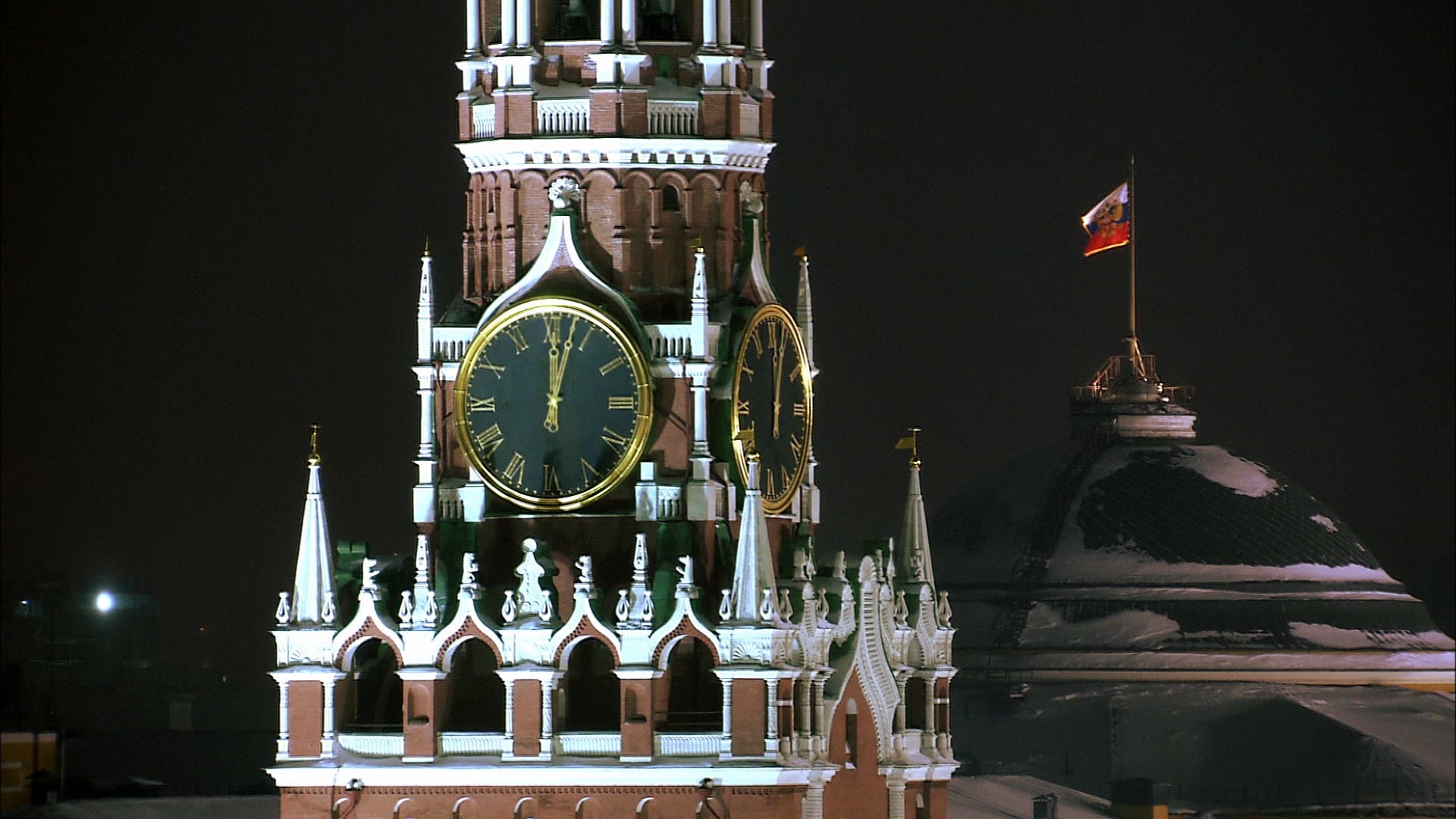 Спасская башня Кремлевские куранты ночью