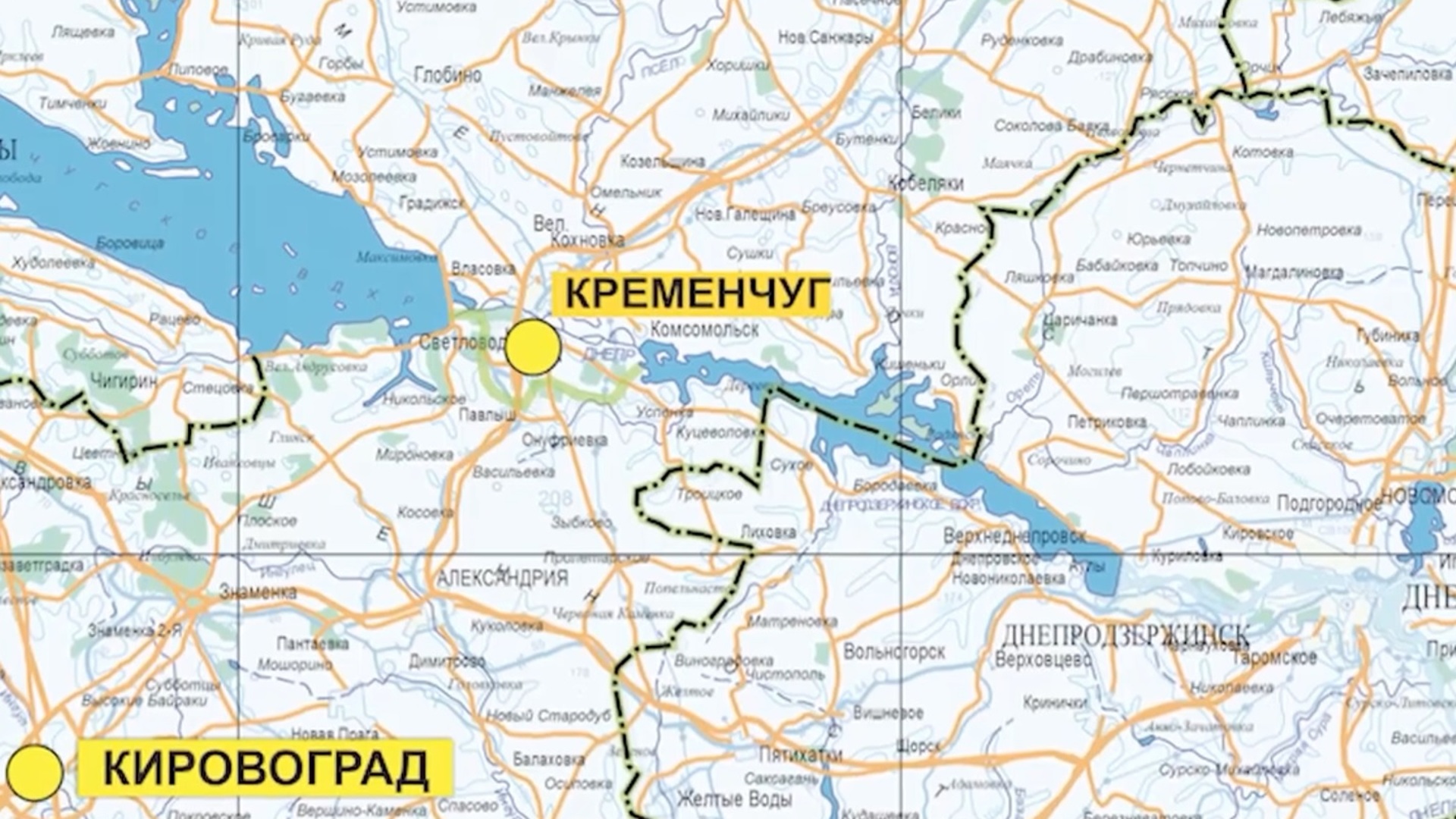 Кременчуг на карте Украины