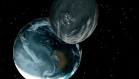 Художественное изображение астероида на пути к Земле.