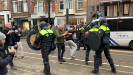 Протестующих в Амстердаме разгоняли полицейские с собаками и дубинками