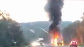 Грузовик загорелся на трассе в Челябинской области