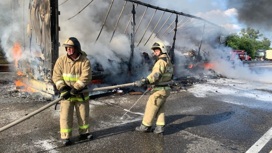 Во Владимирской области на трассе М-7 сгорела фура