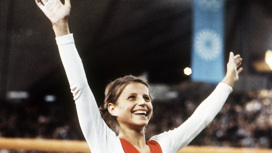 Ольга Корбут на Олимпиаде в Мюнхене-1972. Знаменитая "петля Корбут"