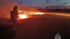 Возгорание сухой травы произошло недалеко от села Домно-Ключи в Читинском районе