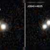 Снимки двойных квазаров J0749+2255 (слева) и J0841+4825 (справа), сделанные "Хабблом".