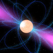 Художественная интерпретация того, как может выглядеть магнитное поле пульсара.
