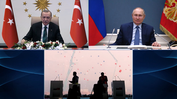 Москва. Кремль. Путин. Рабочий день в Кремле: телемост с Эрдоганом и совещание с правительством